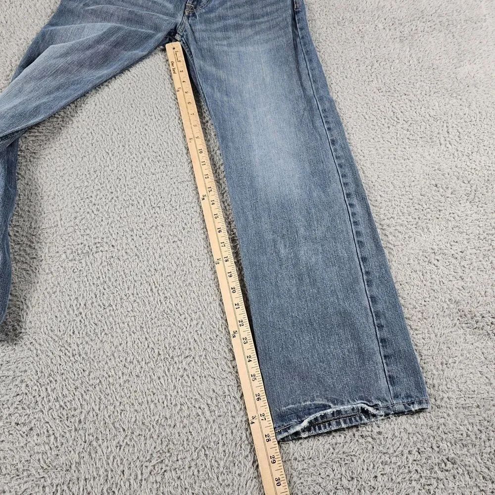American Eagle Jeans Mens 30x28 Relaxed Straight Distressed Whiskering Faded